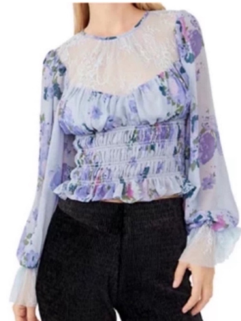 NWT Free People Bohemian Floral Lace Top